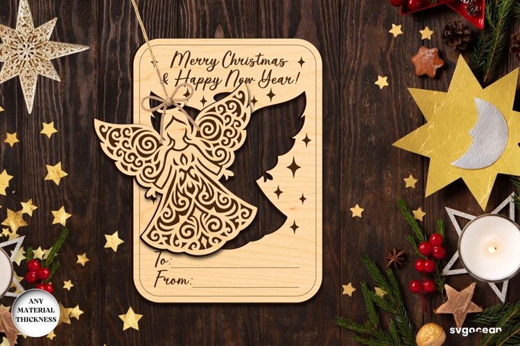 Christmas Card Angel Ornament Laser Cut | Glowforge | SVG