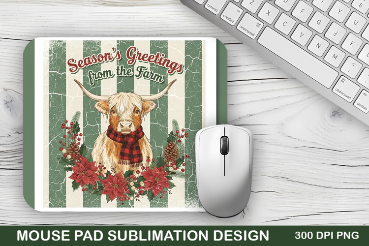 Seasons Greetings Mouse Pad Sublimation - Christmas Design