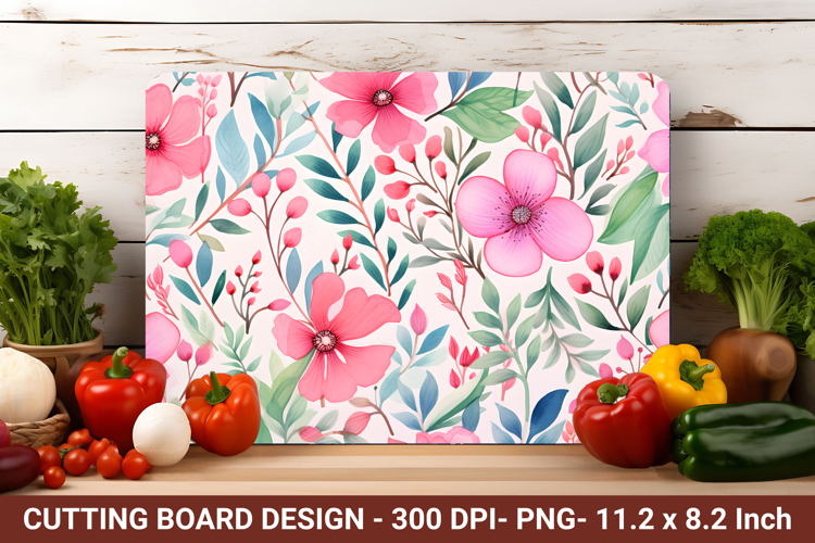 Watercolor Pink Floral Cutting Board | Cutting Board png
