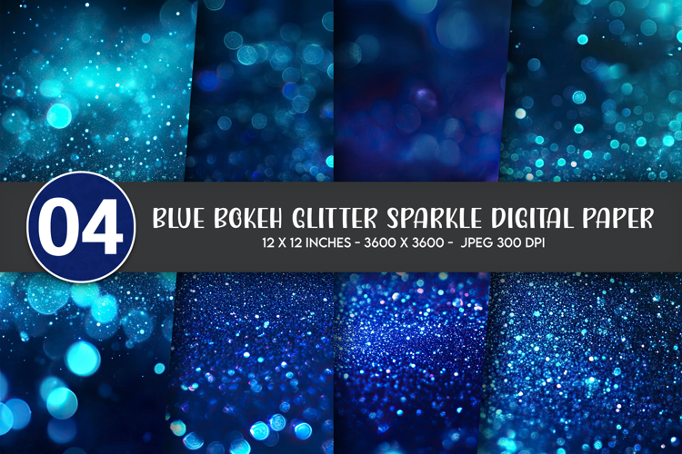 Blue Bokeh Glitter Sparkle Digital Paper example image 1