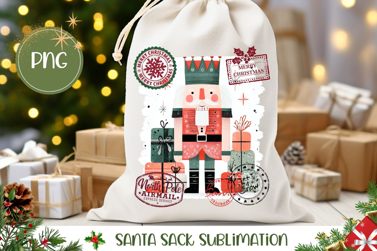 Christmas Nutcracker Santa Sack, Cartoon Christmas Gift Bag