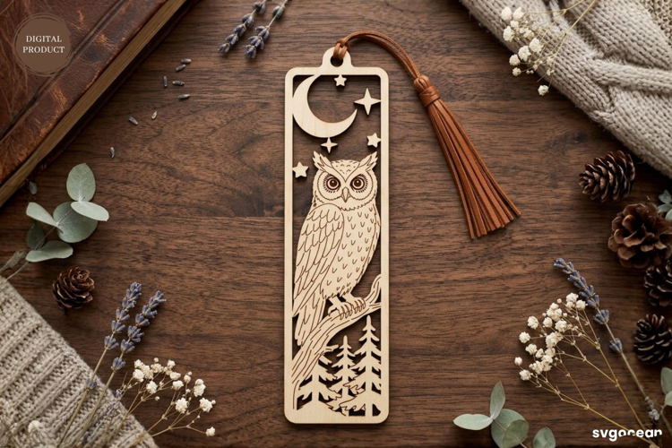 Winter Owl Bookmark Laser Cut | Glowforge | SVG