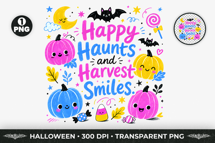 Happy Haunts Halloween Sublimation T-Shirt Design PNG