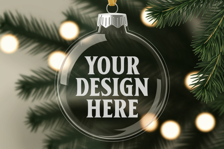 Acrylic Christmas Ornament Mockups | Clear Holiday Ornament