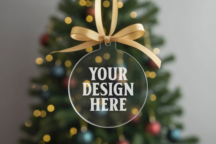 Acrylic Christmas Ornament Mockups , acrylic blank mockup