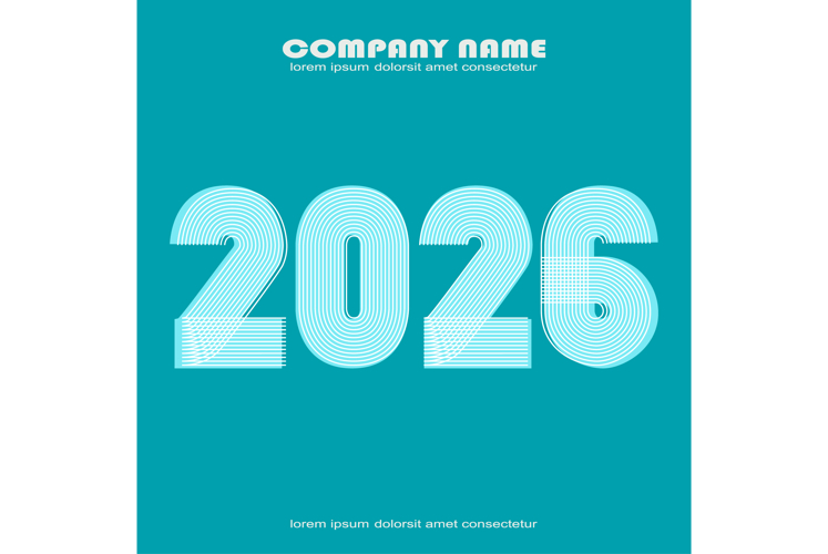 Modern minimal cover background with 2026 numbers on blue