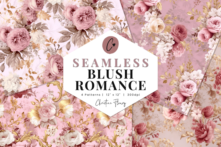 4 Seamless Blush Romance Digital Paper