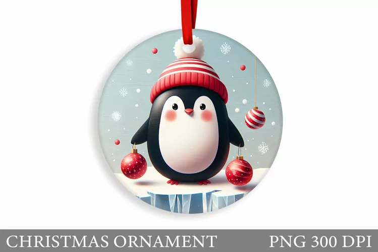 Cute Penguin Christmas Ornament. Cute Penguin Sublimation