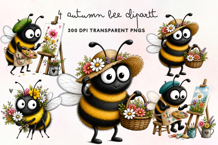Autumn Bee Clipart PNG