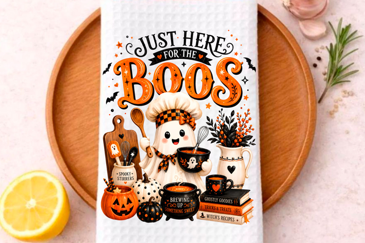 Just Here for the Boos Ghost Chef PNG Halloween Kitchen Su