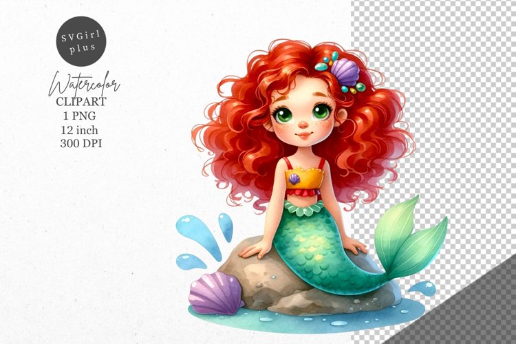 Mermaid clipart, Fantasy clipart, Nursery clipart example image 1