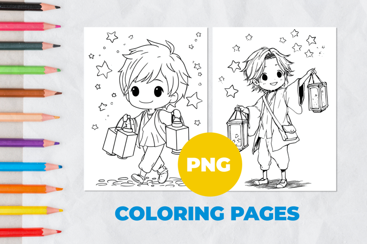 Cute boy with a flashlight Coloring Pages | Coloring book