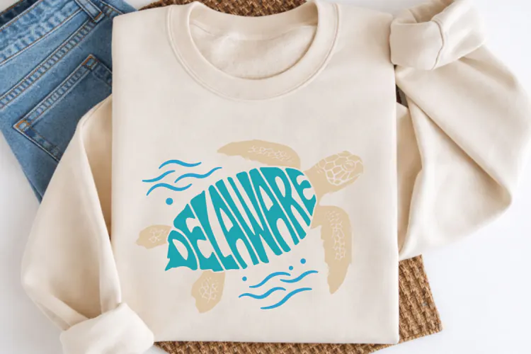 Delaware SVG | Sea Turtle Word Art | Coastal PNG | Beach Cut