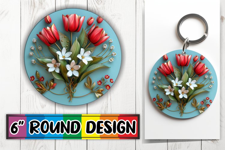 Springtime Charm: 3D Blossom Circle Design example image 1