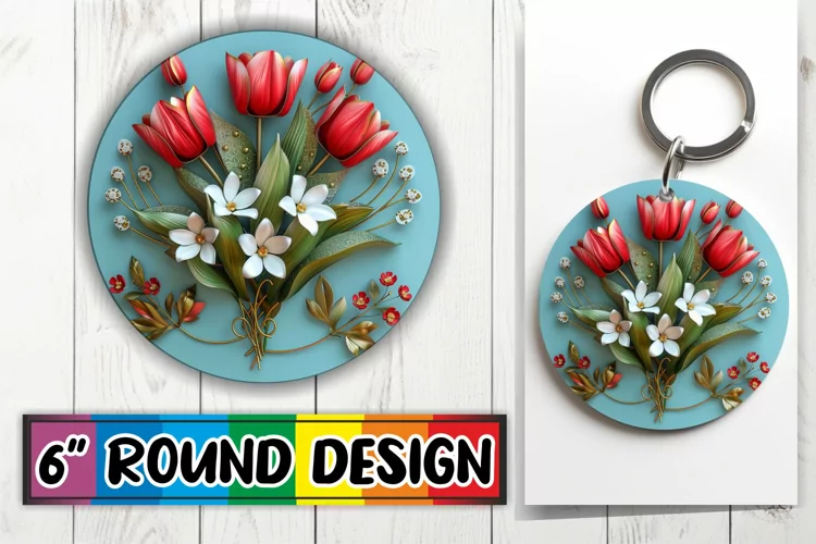Springtime Charm: 3D Blossom Circle Design