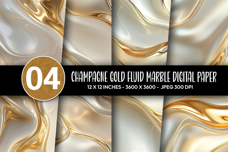 Champagne Gold Fluid Marble Digital Paper