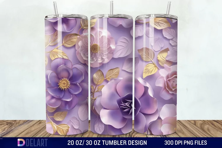 3D Painted Flower Tumbler Wrap