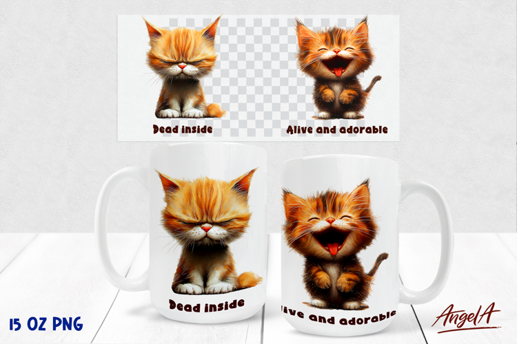 Coffee cat Mug sublimation, before after mug quote Meow