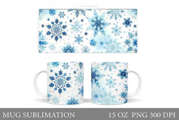 Snowflakes Mug Sublimation. Winter Mug Design