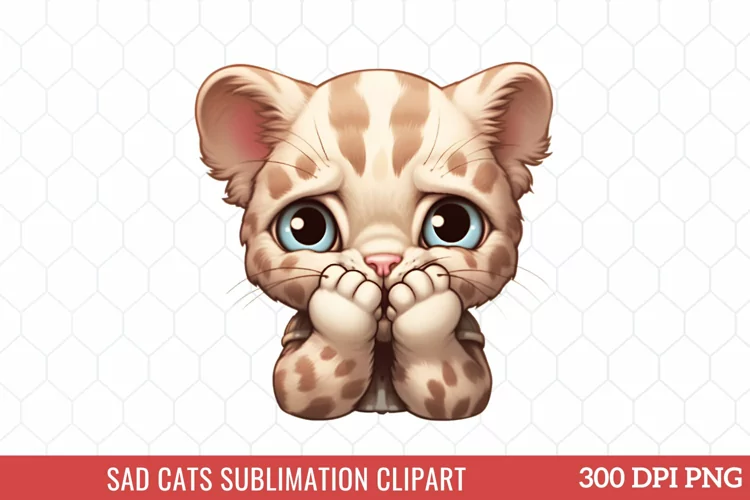 Sad Cats Sublimation Clipart