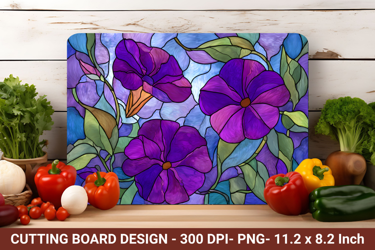 Stained Glass Petunia Flower Cutting Board | Cutting Board