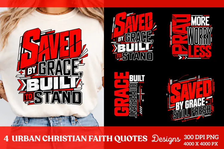 4 Urban Christian Faith Shirt PNG Designs, 4 Christian Grace