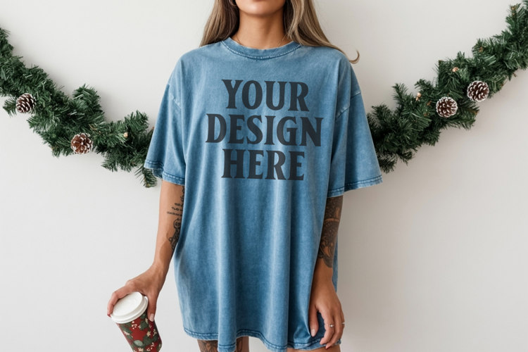Bay Christmas Comfort Colors 1717 TShirt Mockup,cc1717 mock