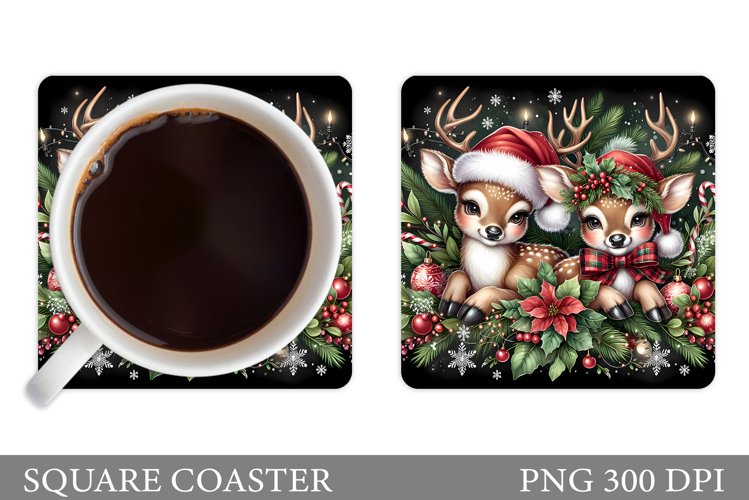 Christmas Deer Coaster Design. Christmas Coaster Sublimation example image 1