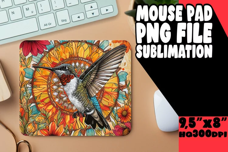 Floral Bird Theme Mouse Pad