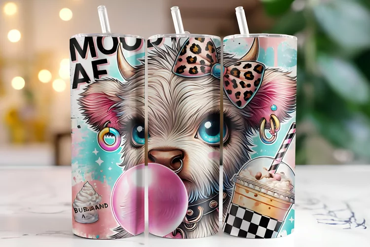 Highland Cow Tumbler Wrap | Sublimation | Tumblers
