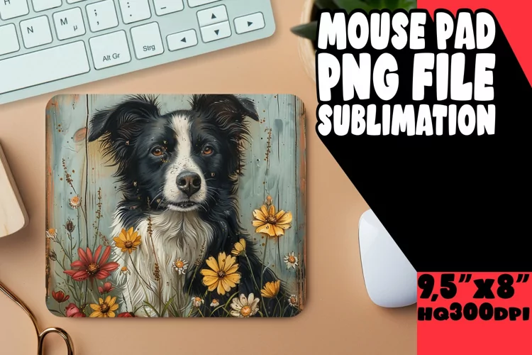 Dog on Wood Print Mouse Pad
