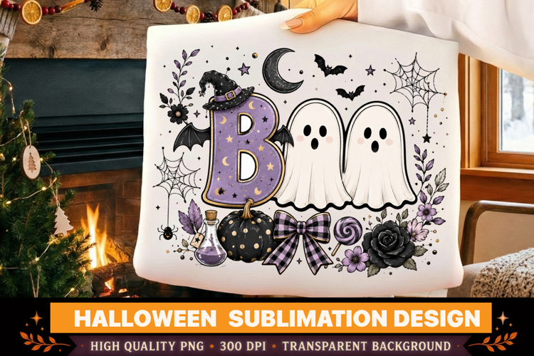 Halloween | Boo Ghost Sublimation Design,Boo jee Ghost png
