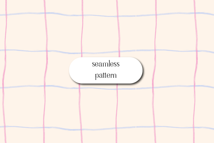 Seamless Grid Line Pattern Hand Drawn Pastel Checkered