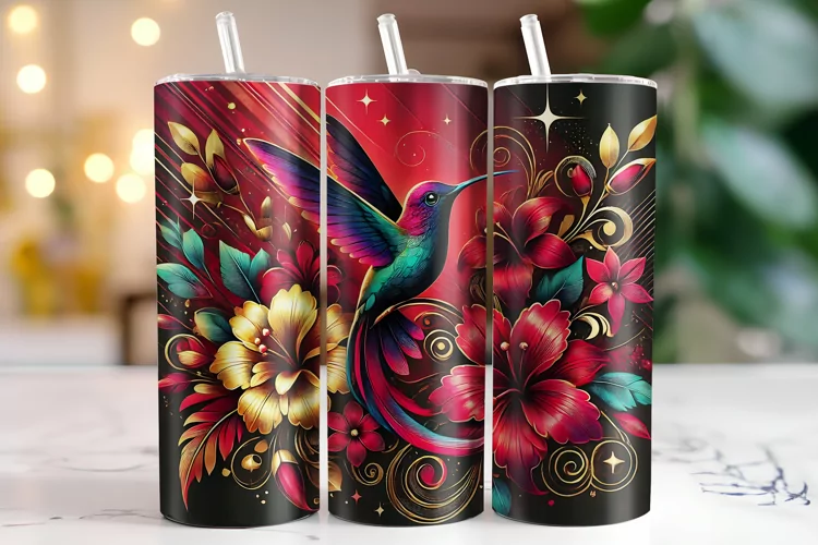 Bird & Flower Tumbler Wrap | Sublimation | Tumblers