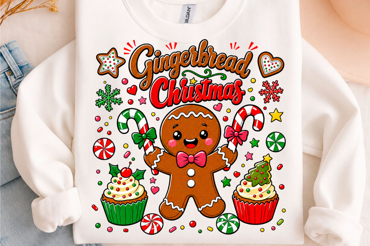 Gingerbread Christmas Cute Holiday T-Shirt Design