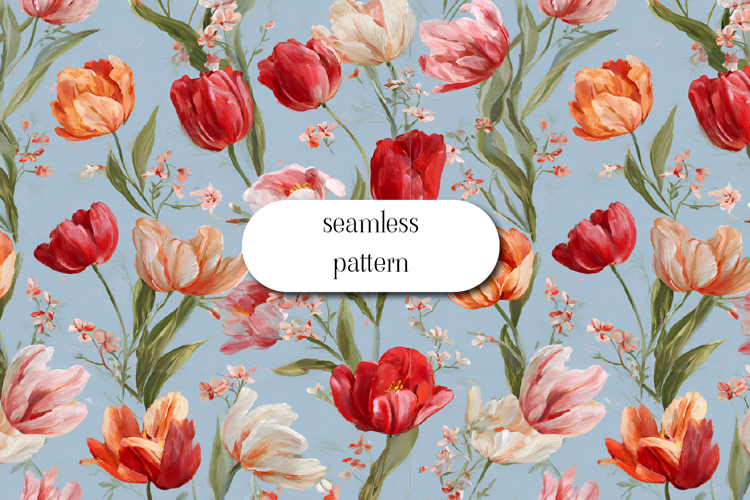 Watercolor Tulip Seamless Pattern | Vintage Floral Garden