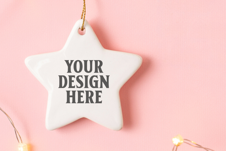 Christmas Star Ceramic Ornament Mockup | Holiday Star
