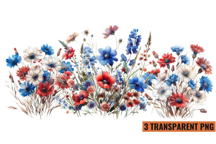 Watercolor Wildflowers Clipart Sublimation, PNG