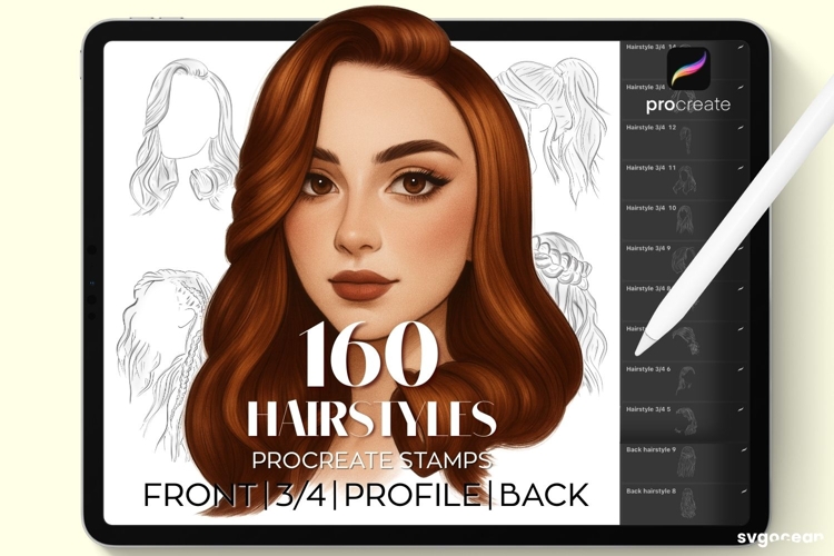 Procreate Hairstyle Stamps | Procreate Brush | Face