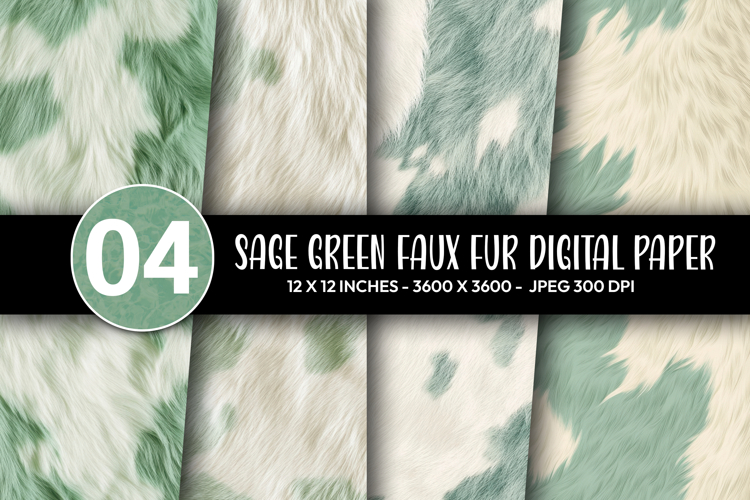 Sage Green Faux Fur Digital Paper