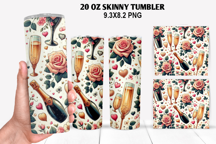 Valentine Skinny Tumbler 20oz Wrap Design, Valentine Tumbler