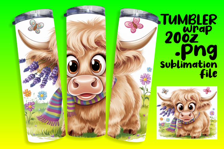 BOLD 20oz Sublimation Design , Cute Cow