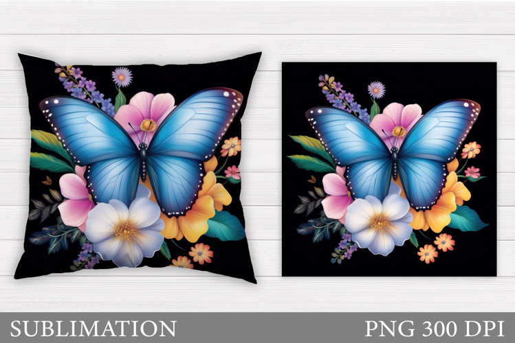 Butterfly Flowers Sublimation. Butterfly Pillow Sublimation