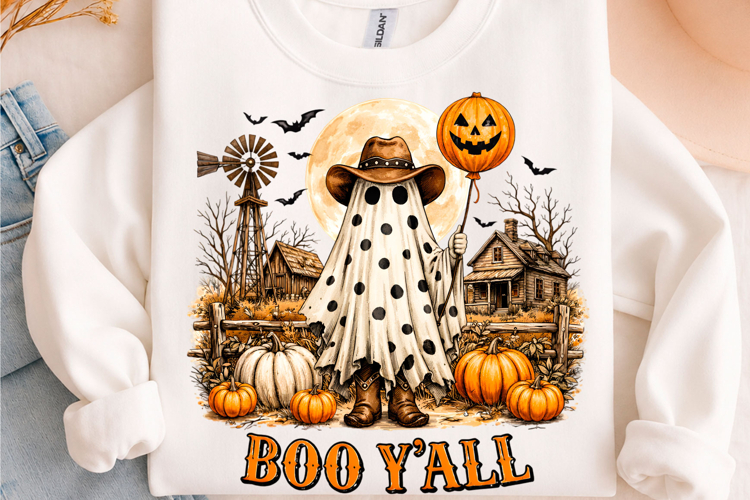 Boo Y’all Western Ghost Farm Halloween PNG