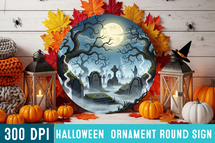 Halloween Round Sign Design PNG Perfect for Spooky Season
