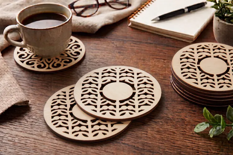 Round Monogram Coaster SVG - Laser Cut Blank Ornament File