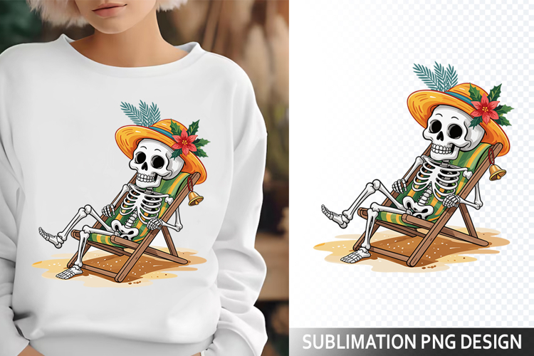 Funny Summer Skeleton Illustration - Sublimation PNG Design