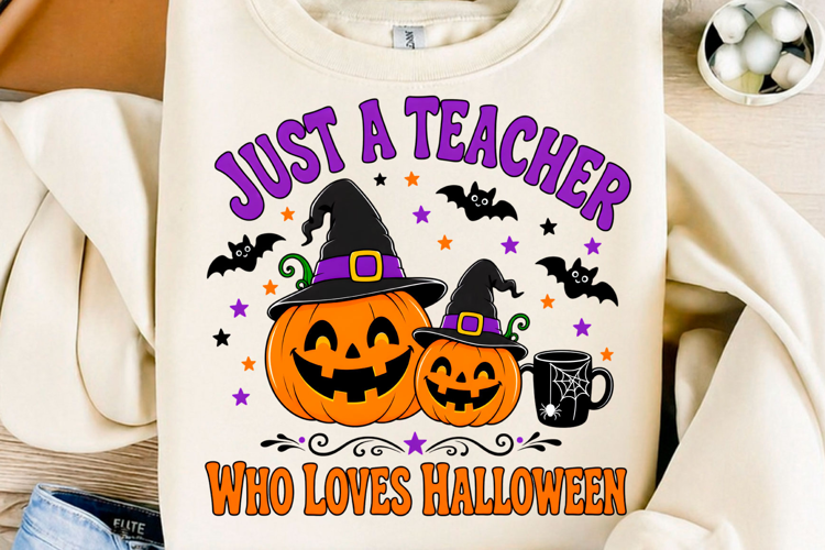 Just A Teacher Who Loves Halloween PNG Teacher Pumpkin Sub
