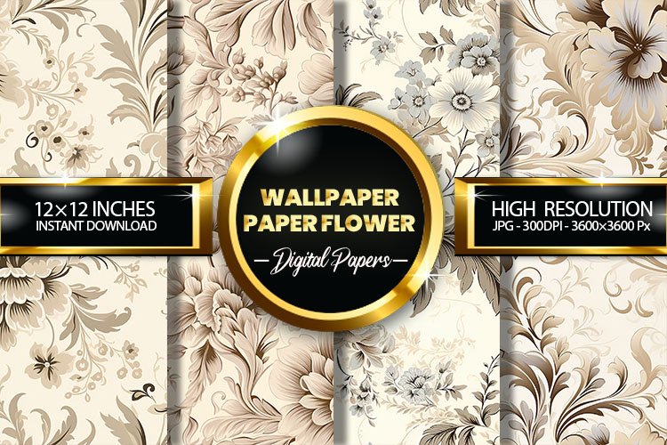 Wallpaper Paper Flower Digital Papers - 04 Variations
