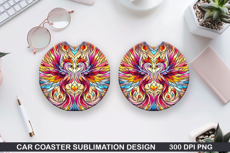 Phoenix Car coaster sublimation, Valentines Coaster PNG